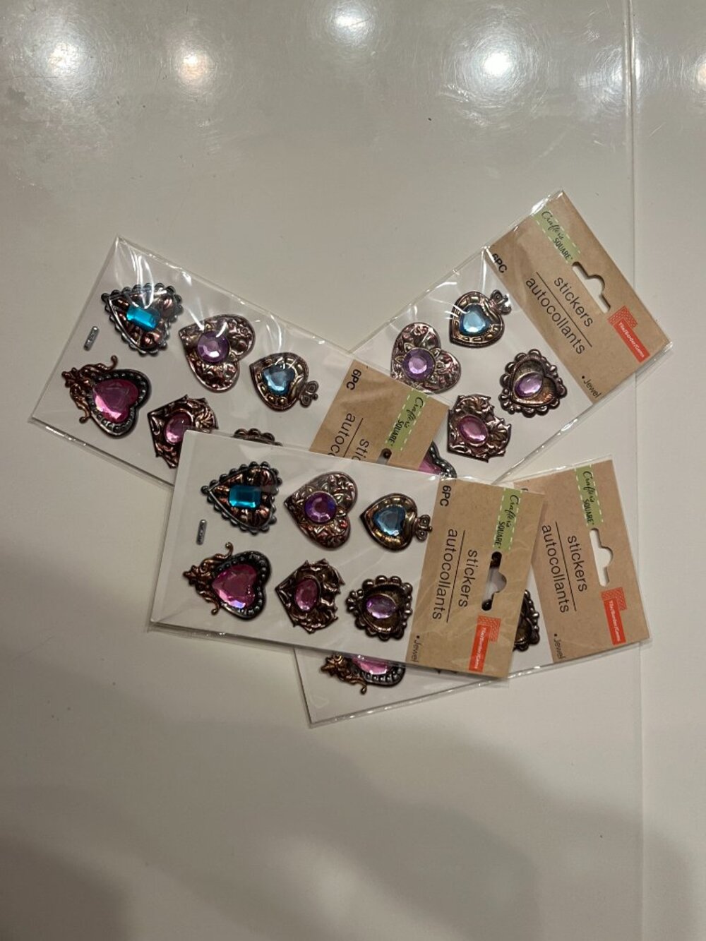 Heart Jewel Look Stickers Craft SGreat for crafts, scrapbooking & decor (4 pks) - Picture 8 of 9